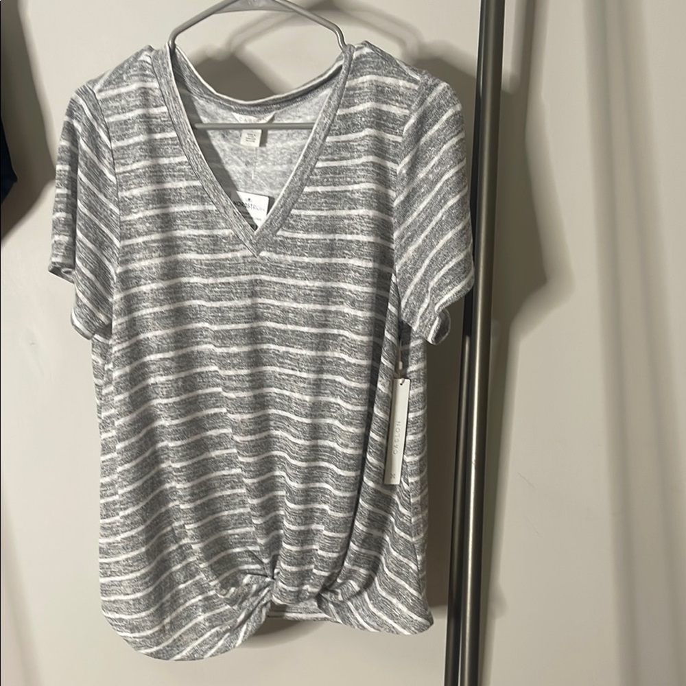 Caslon | NWT Striped Twist-Front Tee | Size L
